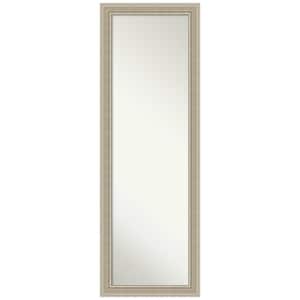 Mezzo Silver 17.5 in. x 51.5 in. Non-Beveled Modern Rectangle Wood Framed Full Length on the Door Mirror in Silver
