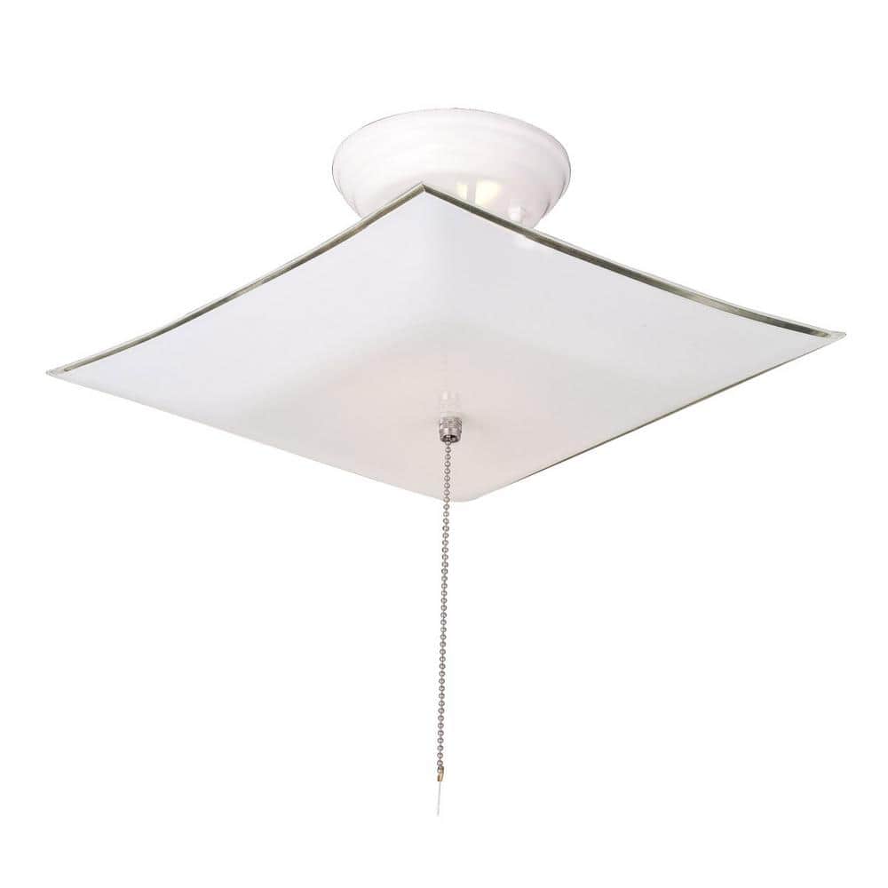 White Finish With White Glass Shade Design House Flush Mount Ceiling Lights 517805 64 1000 