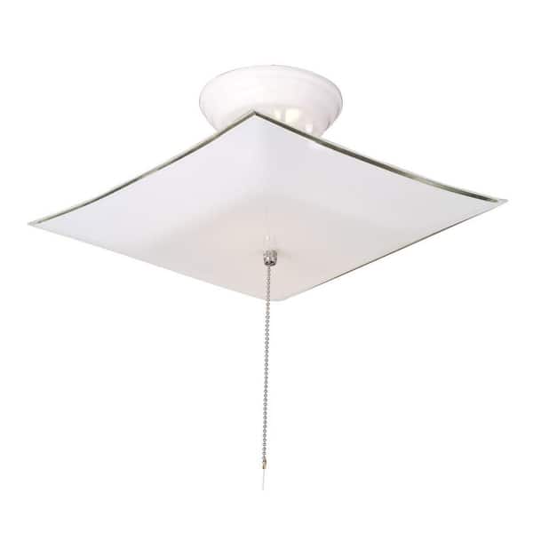 Design House 2 Light White Ceiling, Pendant Light Fixture With Pull Chain