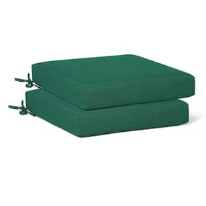 FadingFree (Set of 2) 20 in. x 19.5 in. x 4 in. Outdoor Patio Thick Square Lounge Chair Seat Cushions with Ties in Green