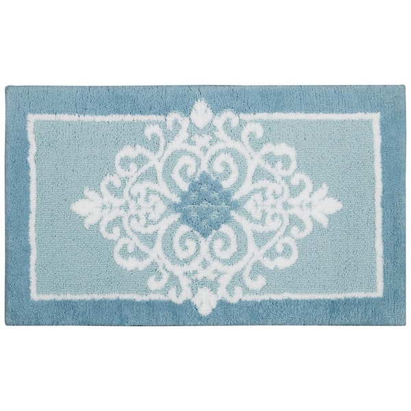 Mohawk Home Horizon Griffin Sea 17 in. x 24 in. Polyester Machine Washable Bath Mat