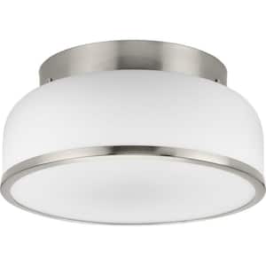Parkhurst Collection 2-Light Brushed Nickel New Traditional 11-1/4 in. Flush Mount Light