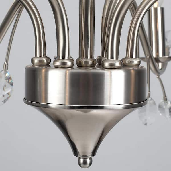 LLHZSY 22in. 9-Light Modern Nickle Tiered Candlestick Chandelier