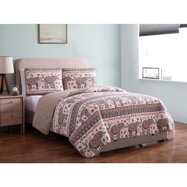 Mhf Home Elephant Twin Print Quilt Set, Elephant Twin Bedding