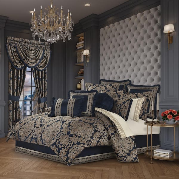 QUEEN STREET NEW YORK Modena 4-Piece. Navy Polyester Queen