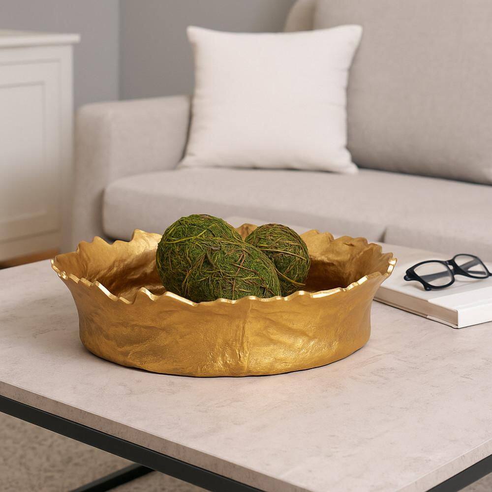 Gold Round Metal 17 in. Hammered Textured Decorative Bowl price history on PriceWatchPro