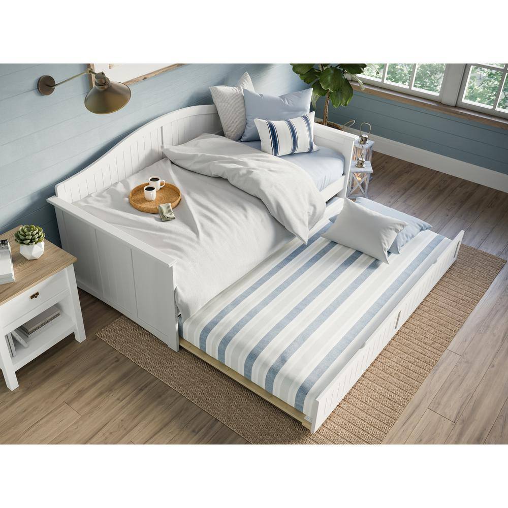 Nantucket White Twin Wood Daybed with Trundle and Storage