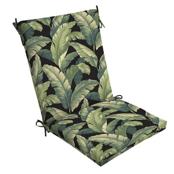 Arden Selections Leala Texture 20 in. x 44 in. High Back Outdoor Dining Chair Cushion in Onyx Cebu