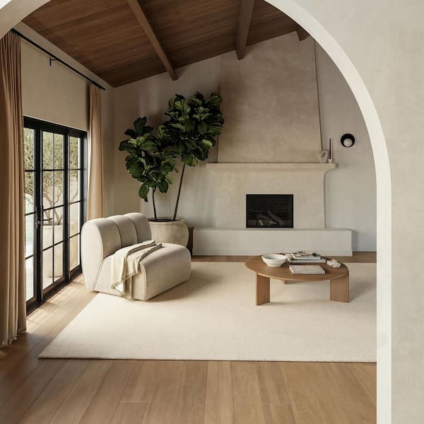Frenshe Interiors Maru Wool Ivory 10 ft. x 14 ft. Indoor/Outdoor Patio Area Rug
