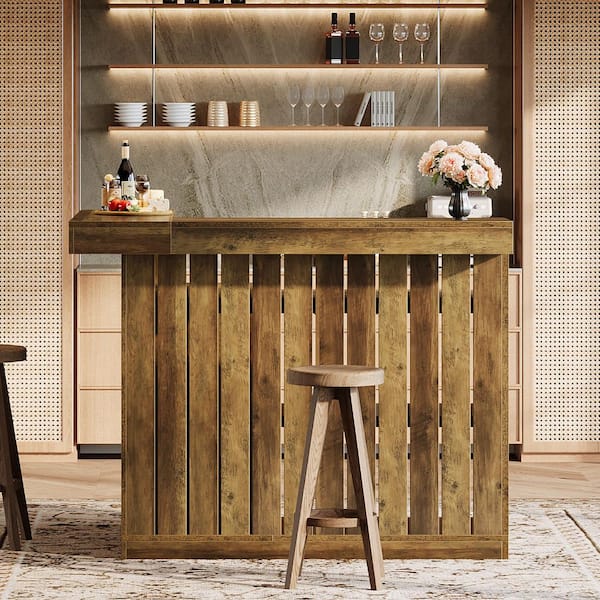 BAR COUNTER TABLE SMBT×NTF BYBLIGHT Kearsten Wooden Bar Table with 5 Muti-Bottle Complements
