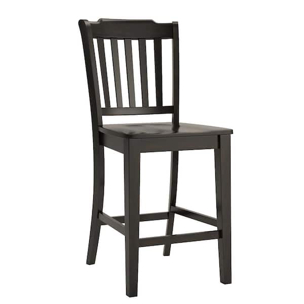 INSPIRE Q Antique Black Slat Back Wood Counter Height Chair (Set