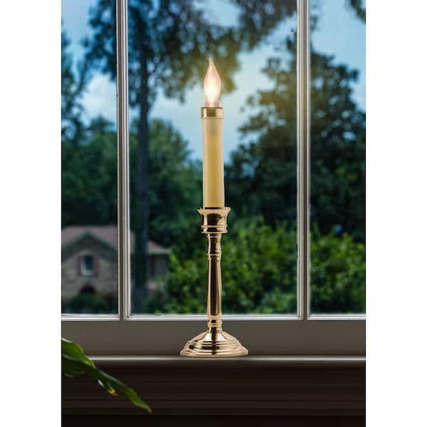 Battery Operated Brushed White Candle Lantern - 9.25 Inch 5 Hour Timer