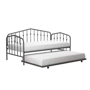 Bushwick Gunmetal Gray Metal Twin Size Daybed and Trundle