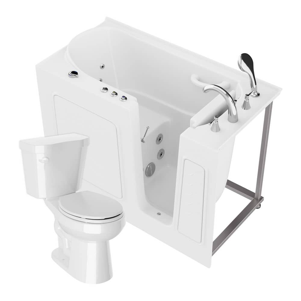 Universal 53 in. x 26 in. Right Drain Whirlpool Jetted Bathtub in White with Rounded Toilet and Soft Close Lid price history on PriceWatchPro