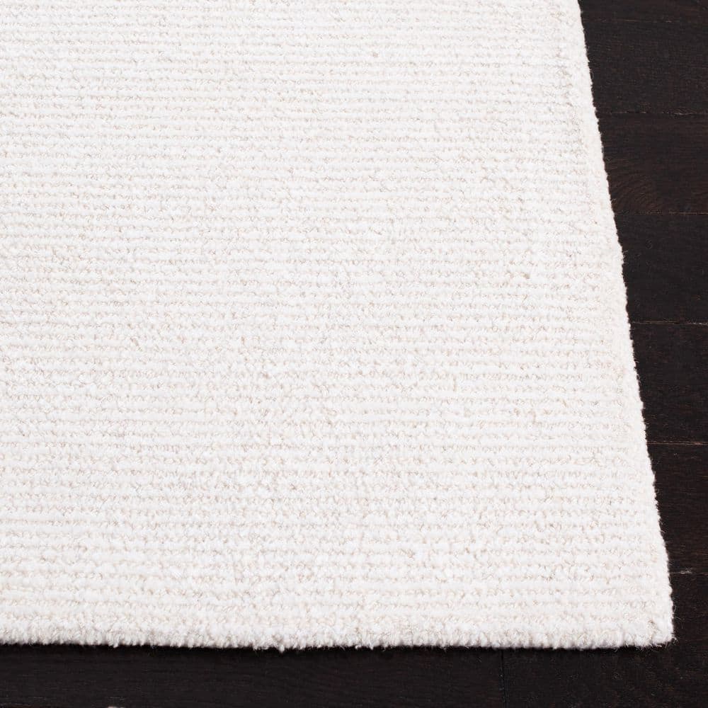 Ivory Hand Tufted Wool and Viscose Square Rug, 6 ft