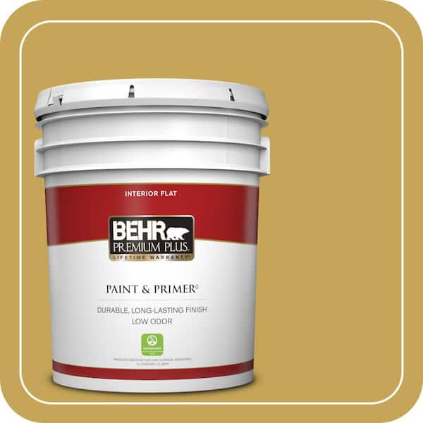 BEHR PREMIUM PLUS 5 gal. #PPU6-18 Lemongrass Flat Low Odor Interior Paint & Primer