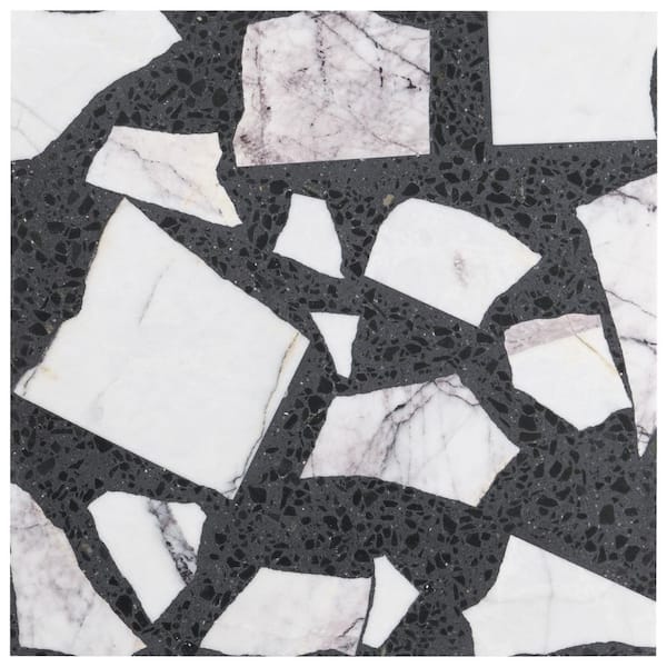 Raleigh Lilac Gray 4 in. x 0.68 in. Honed Terrazzo Floor and Wall Tile Sample