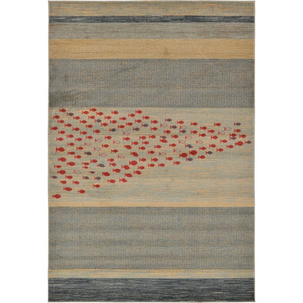 Fars Jordan Light Blue 6' 0 x 9' 0 Area Rug