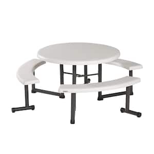 Outdoor Resin Almond 44 in. Round Folding Picnic Table