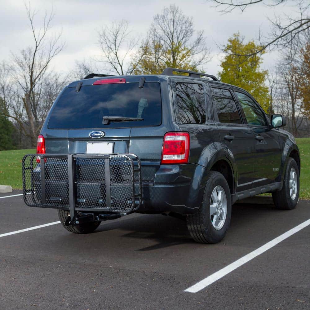 Black Powder-Coated Steel Folding Hitch Cargo Carrier, 48in