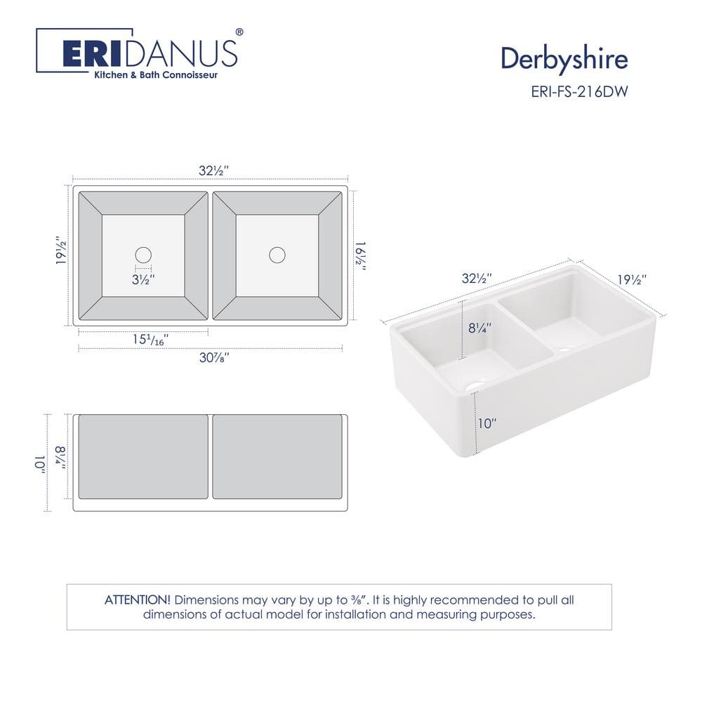 Crisp White Ceramic Double Bowl Farmhouse Kitchen Sink with Accessories
