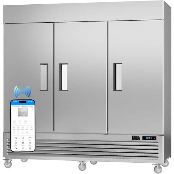 82 in. W 72 cu. ft. WiFi-Enabled Bottom Mounted Frost Free Defrost Commercial Upright Freezer in Stainless Steel