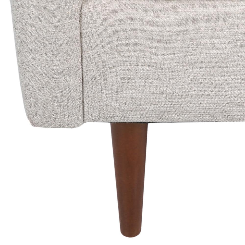 Beige and Walnut Mid-Century Modern Club Accent Chair