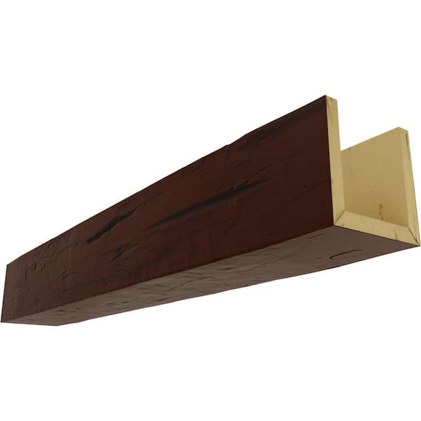 Ekena Millwork 6 in. x 6 in. x 12 ft. 3-Sided (U-Beam) Hand Hewn Natural Pecan Faux Wood Ceiling Beam