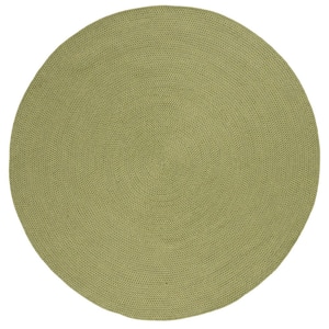 Braided Olive Green 5 ft. x 5 ft. Abstract Round Area Rug