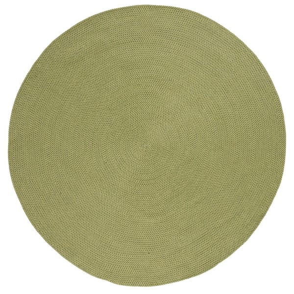 SAFAVIEH Braided Olive Green 5 ft. x 5 ft. Abstract Round Area Rug