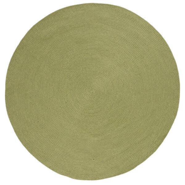SAFAVIEH Braided Olive Green 6 ft. x 6 ft. Abstract Round Area Rug