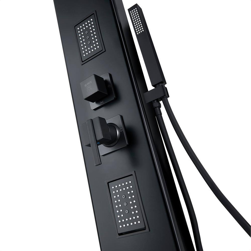 Matte Black Stainless Steel 59" Shower Panel with Adjustable Head