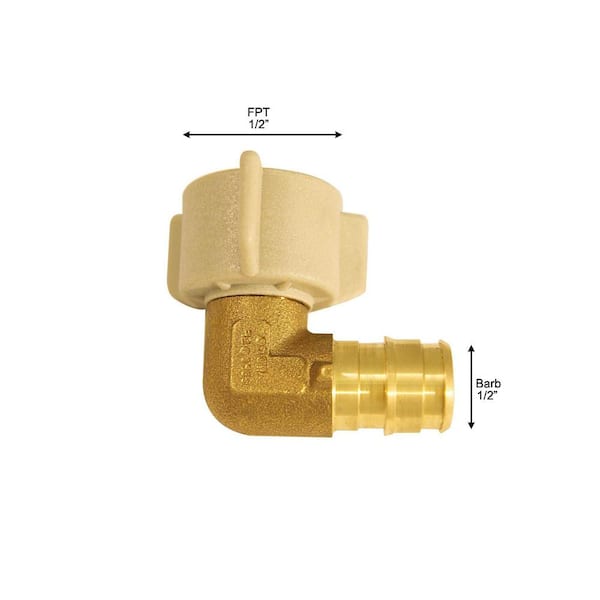 Apollo 1/2 in. Brass PEX-A Expansion Barb x 1/2 in. FNPT Female Swivel 90-Degree  Elbow EPXFE12S - The Home Depot