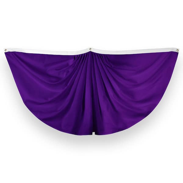 G128 3 ft. x 6 ft. Printed Polyester Solid Purple Bunting Fan Flag with Canvas Header Brass Grommets