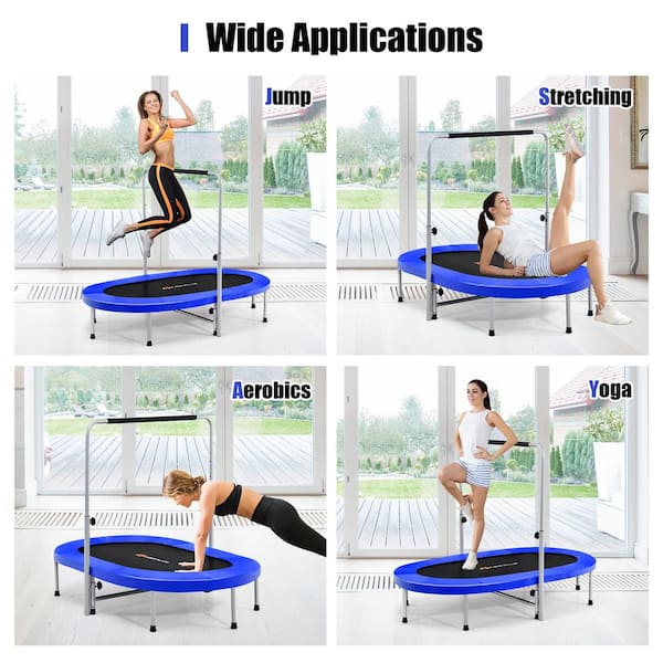 40 Inch Foldable Fitness Rebounder with Resistance Bands Adjustable Home -  Costway