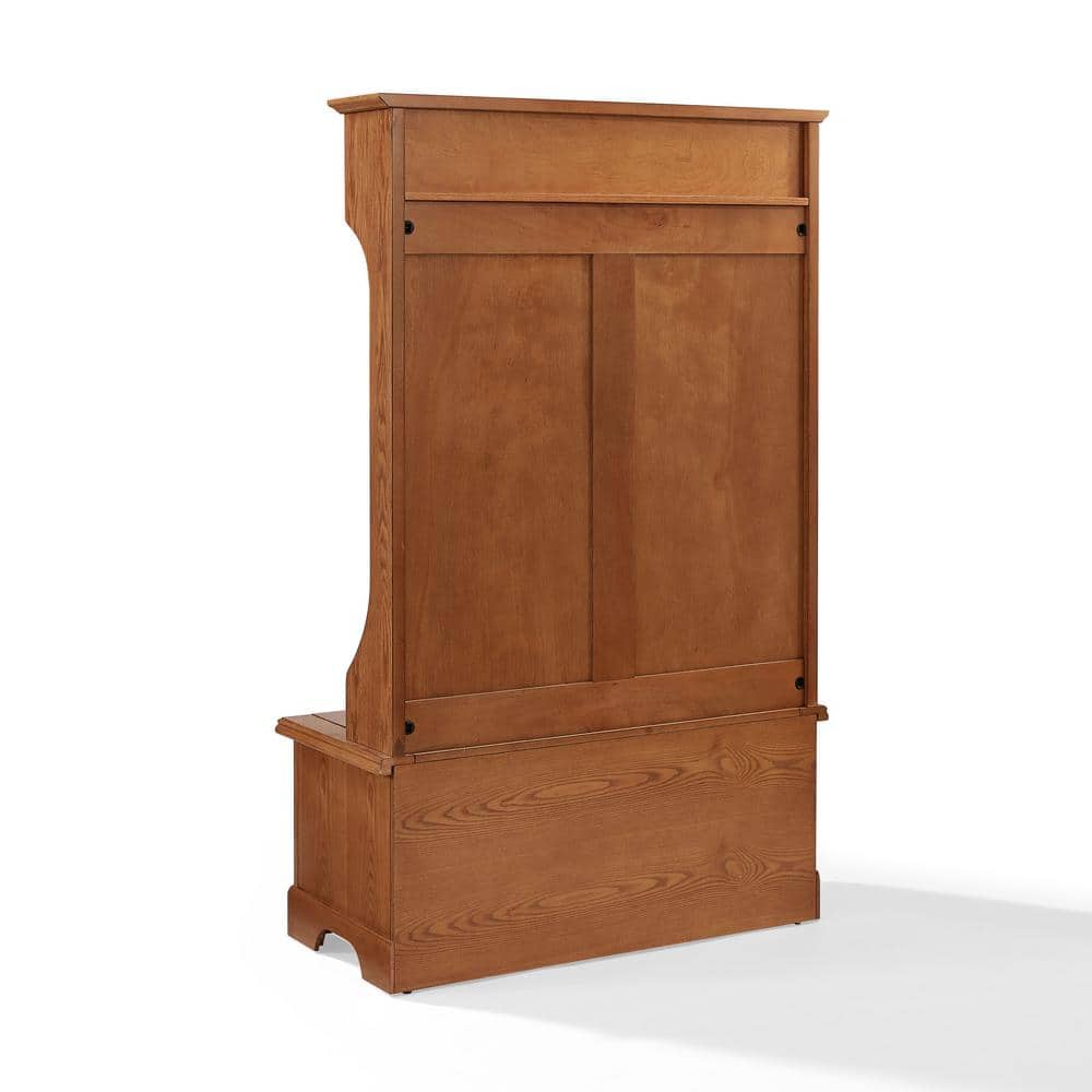 Campbell Oak Hall Tree with Spacious Storage Bench and Double Hooks