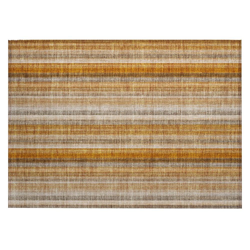 Orange Ivory and Gray 2 ft. x 3 ft. Woven Striped Rectangle Indoor/Outdoor Area Rug price history on PriceWatchPro