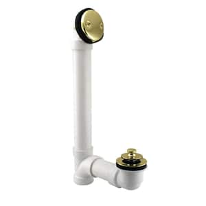 1-1/2 in. Pull and Drain Schedule 40 PVC Bath Waste with 2-Hole Elbow in Polished Brass