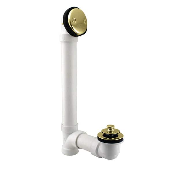 Westbrass 1-1/2 in. Pull and Drain Schedule 40 PVC Bath Waste with 2-Hole Elbow in Polished Brass