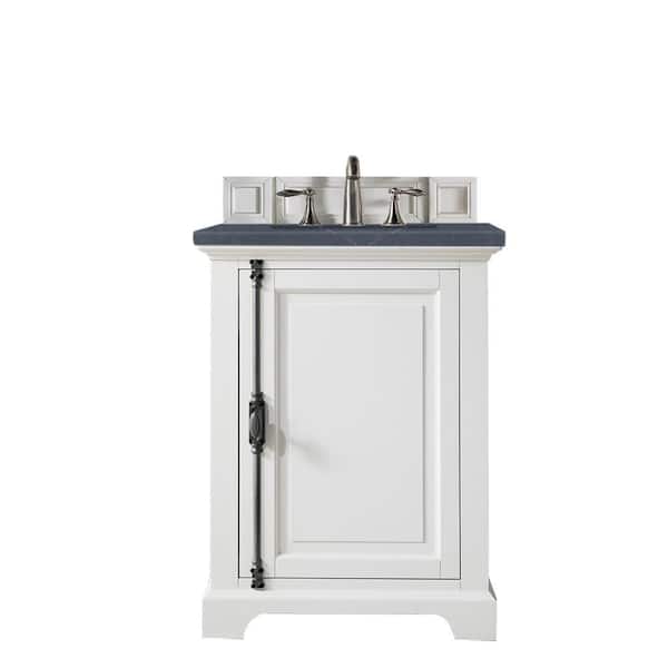 James Martin Vanities Providence 26 in. W x 23.5 in.D x 34.3 in. H Single Vanity in Bright White with Quartz Top in Charcoal Soapstone