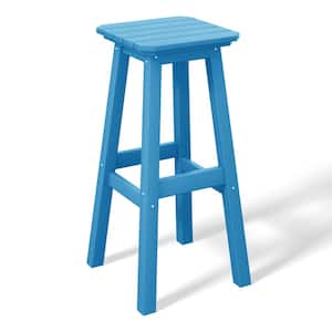 Laguna 29 in. HDPE Plastic All Weather Backless Square Seat Bar Height Outdoor Bar Stool in Pacific Blue