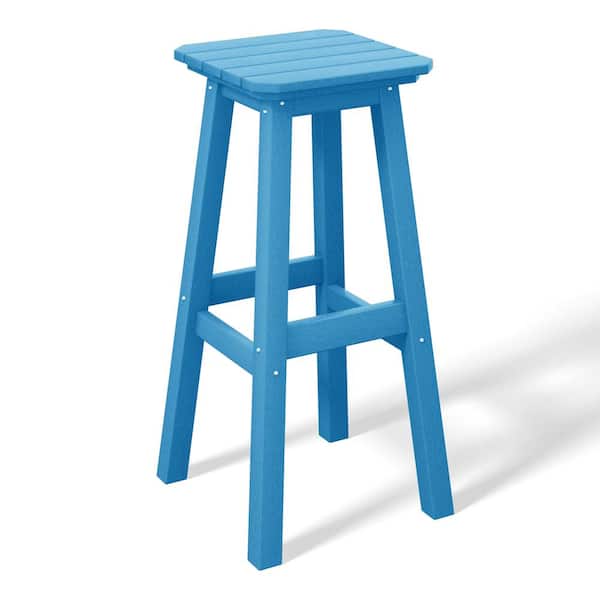 WESTIN OUTDOOR Laguna 29 in. HDPE Plastic All Weather Backless Square Seat Bar Height Outdoor Bar Stool in Pacific Blue