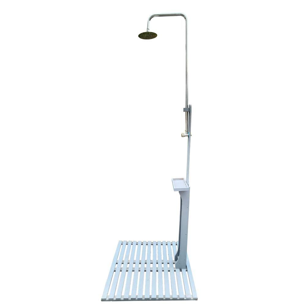 Tidoin 86.61 in. H Gray Metal Outdoor Garden Pool Shower with Wood ...