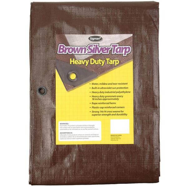 Sigman 26 ft. x 40 ft. Brown Silver Heavy Duty Tarp