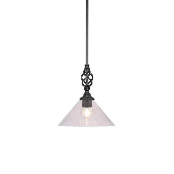 Unbranded Bridgewater 100 W 1-Light Matte Black Standard Mini Pendant Light with Glass Shade