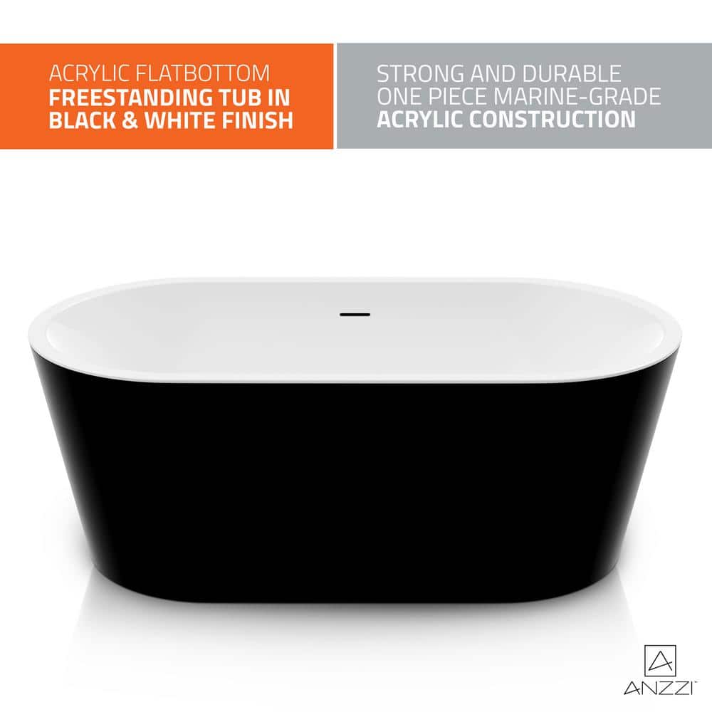 Chand Series 59" Black and White Acrylic Freestanding Bathtub