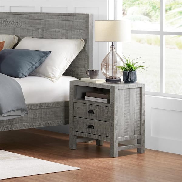 Alaterre Furniture Driftwood Gray 2 Drawer Wood Nightstand ANAN0132 ...