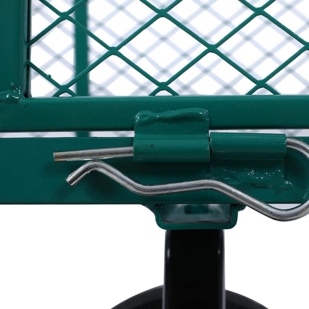 Green Heavy Duty Steel Mesh Utility Wagon with Pneumatic Tires