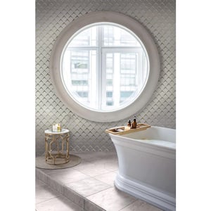 Arrow 11.8 in. x 12.6 in. Polished White Eastern White and Glass Mosaic Wall Tile (5 sq. ft./Case) - 5 pack