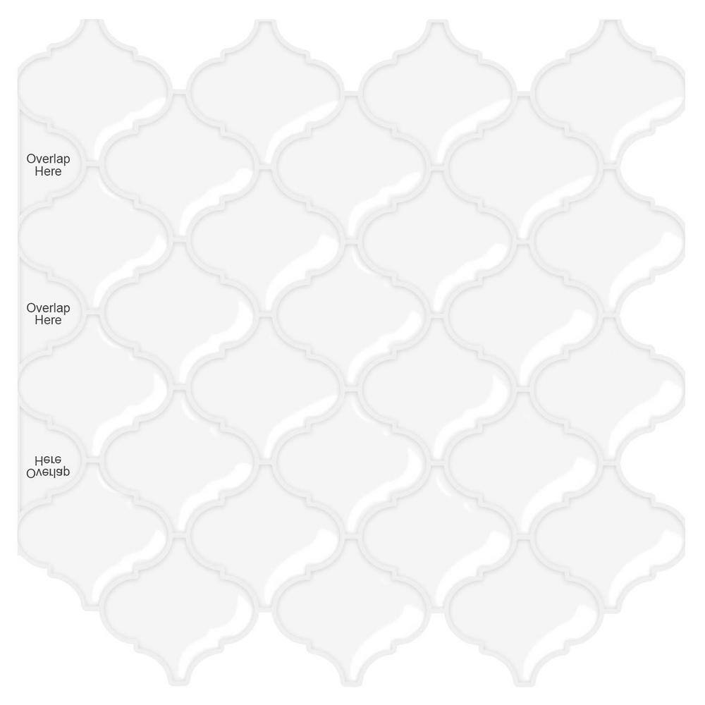 Vsmile 12 in. x 12 in. White Peel and Stick Vinyl Wall Tile Backsplash